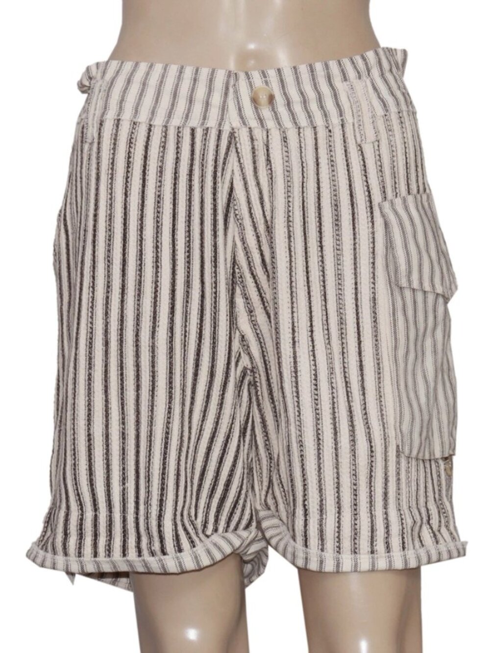 Free People Fp One Harrison Striped Shorts Printed Paper Bag XS